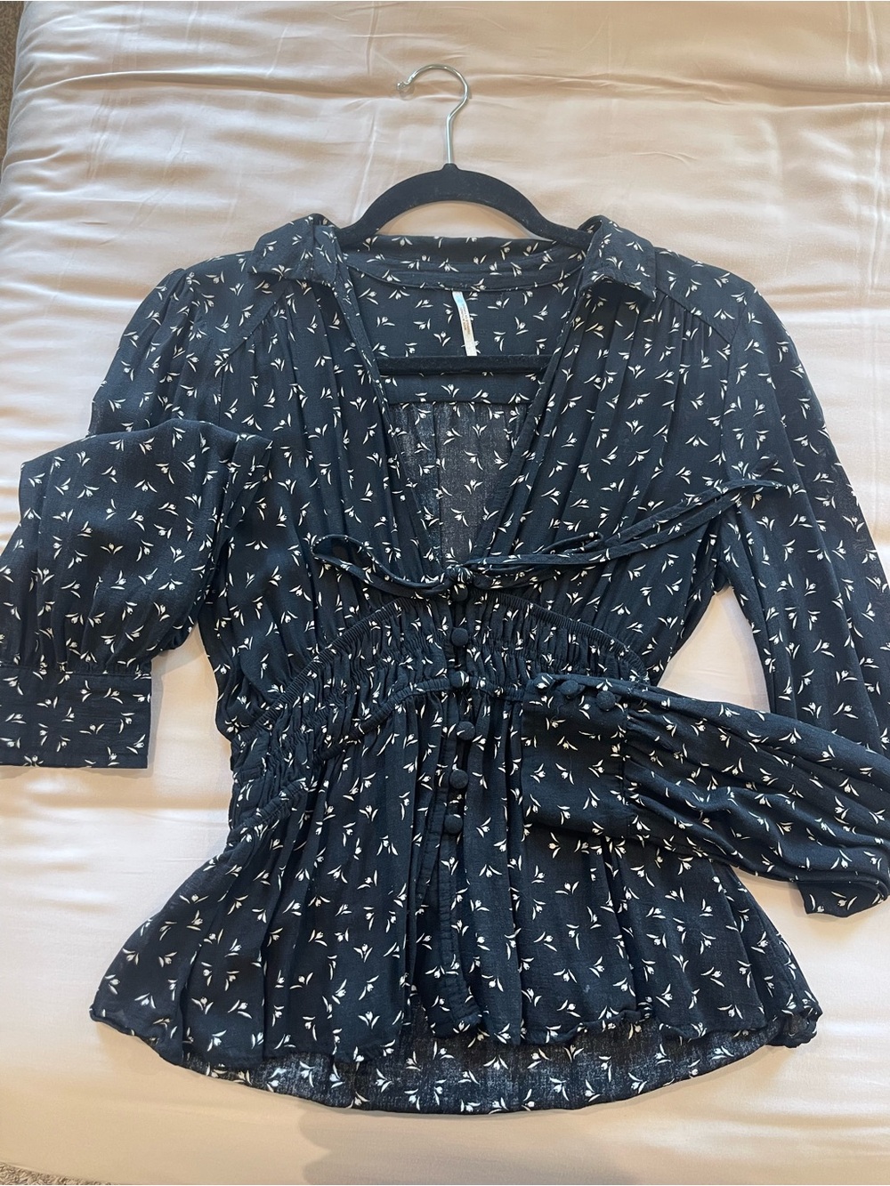 Free People Plunge-Neck Blouse